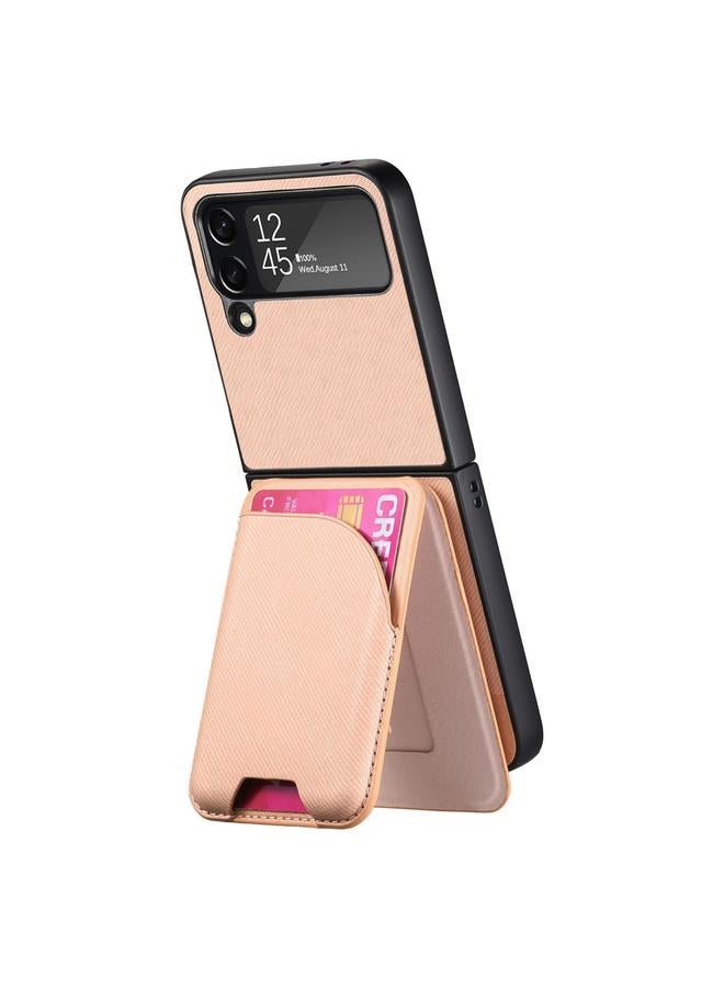 اس-توب جراب لهاتف Samsung Galaxy Z Flip 4 مصنوع من الجلد الصناعي مع حقيبة بطاقات وغطاء خلفي مغناطيسي للهاتف - Image 4