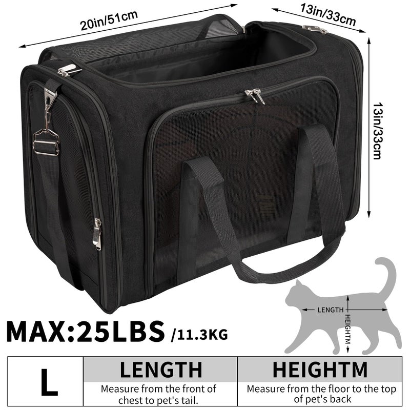 LEHNI Soft-Sided Cat/Dog/Pet Carrier, Collapsible Pets Travel Carriers for Big Cats/Small Dogs with Shoulder Strap & Removable Mat, Mesh Puppy Carry Bag, Up to 25 Lbs(Black) - Image 3