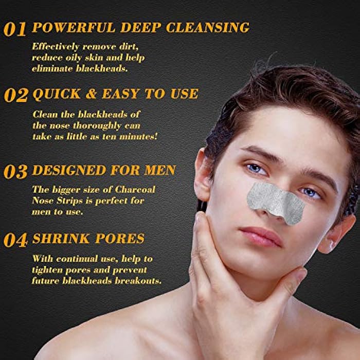 Charmonic Blackhead Pore Strips, 33 pcs Charcoal Peel Off Strips, Blackhead Remover Pore Strips for Men, Deep Cleansing Strips Remove for Nose Area and Face Oil and Blackheads - Image 2