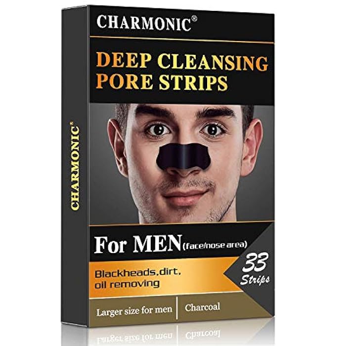 Charmonic Blackhead Pore Strips, 33 pcs Charcoal Peel Off Strips, Blackhead Remover Pore Strips for Men, Deep Cleansing Strips Remove for Nose Area and Face Oil and Blackheads - Image 1