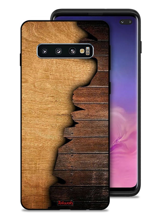 Tolwak Samsung Galaxy S10 Plus Protective Case Cover Vintage Wood Pattern - Image 1