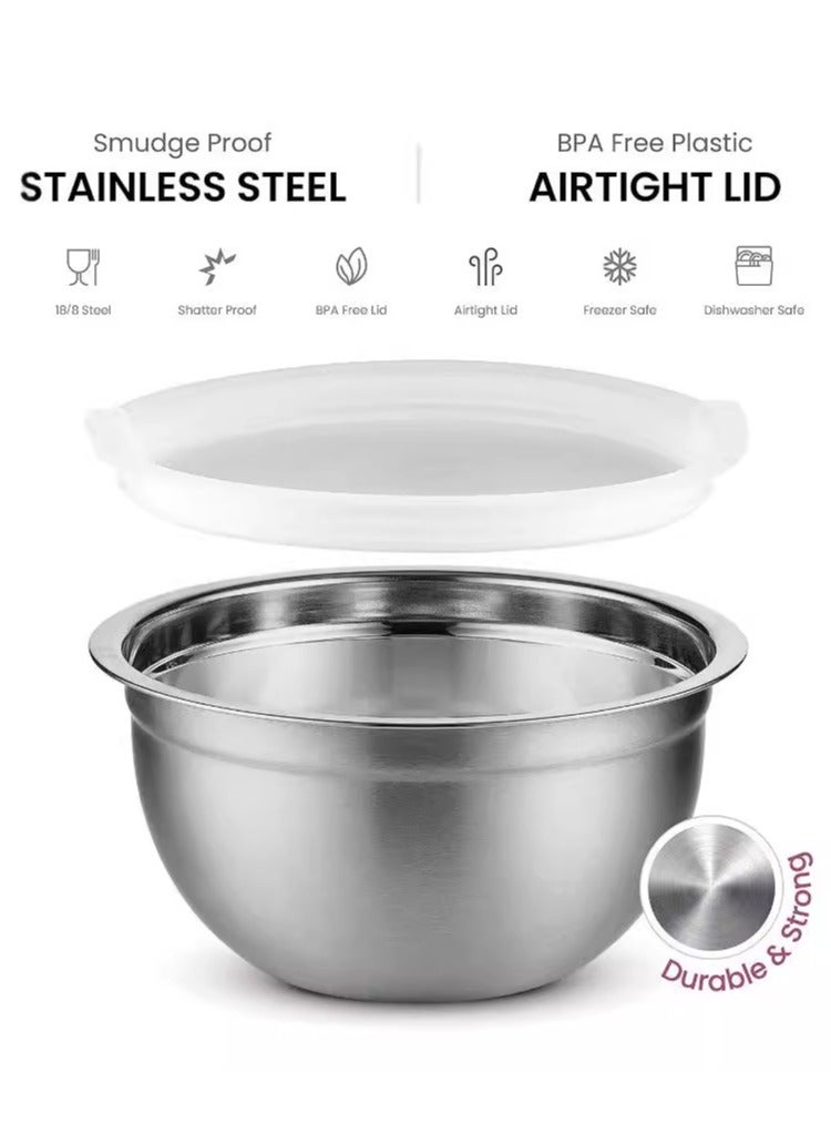 أومون 5 مجموعة اوعيه خلط مع اغطيه بأغطية محكمة الإغلاق، وأوعية خلط متعددة الأغراض قابلة للتكديس، مثالية للسلطات، والفواكه، - Image 4