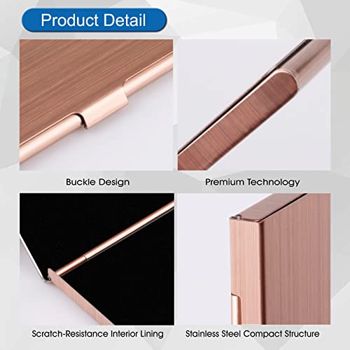 DMFLY Business Card Holder, Slim Business Card Case for Men & Women, Pocket Metal Card Case, Professional Stainless Steel Business Card Holders, Purse Name Card Holder, Buckle Style Shut, Rose Gold - Image 5