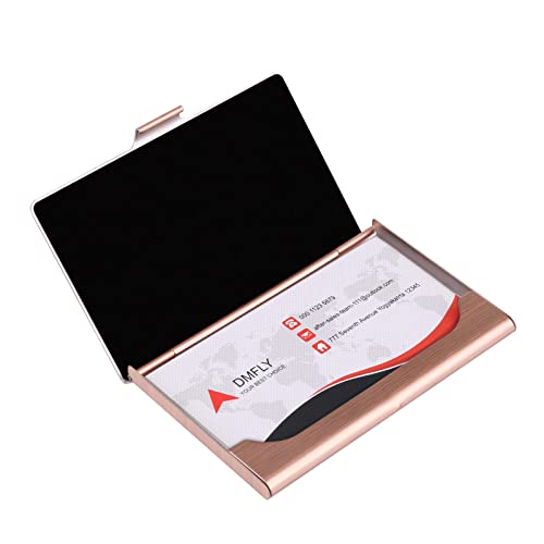 DMFLY Business Card Holder, Slim Business Card Case for Men & Women, Pocket Metal Card Case, Professional Stainless Steel Business Card Holders, Purse Name Card Holder, Buckle Style Shut, Rose Gold - Image 3