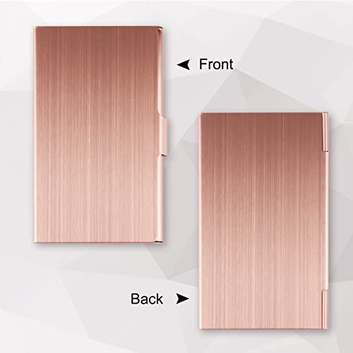 DMFLY Business Card Holder, Slim Business Card Case for Men & Women, Pocket Metal Card Case, Professional Stainless Steel Business Card Holders, Purse Name Card Holder, Buckle Style Shut, Rose Gold - Image 4