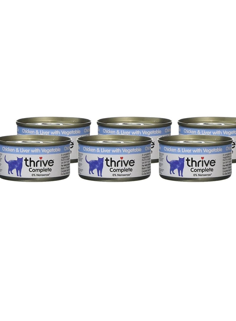 THRIVE 6 Piece Complete Chicken And Liver With Vegetable Cat Wet Food 75g