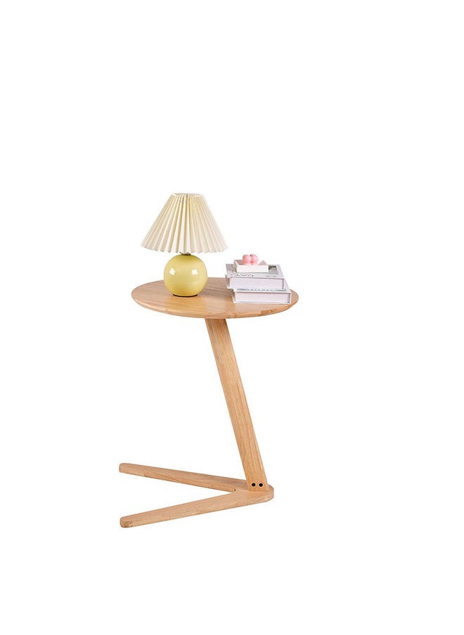 DANUBE HOME Lamech Round End Table Multi Functional Living Room Table Space Saving Side Table Furniture For Home Bedroom L 45 x W 45 x H 57 cm Natural  - Image 4
