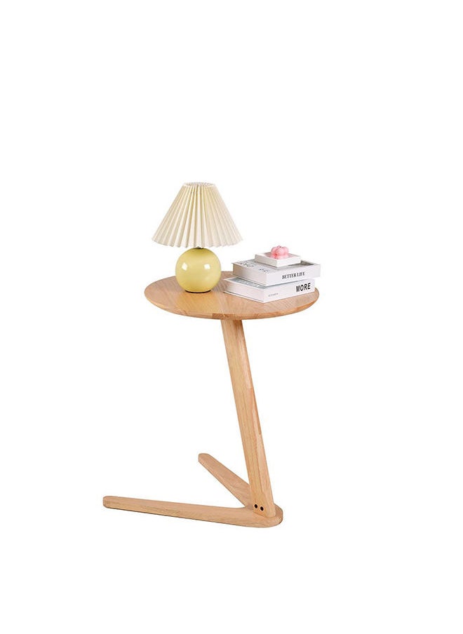 DANUBE HOME Lamech Round End Table Multi Functional Living Room Table Space Saving Side Table Furniture For Home Bedroom L 45 x W 45 x H 57 cm Natural  - Image 1