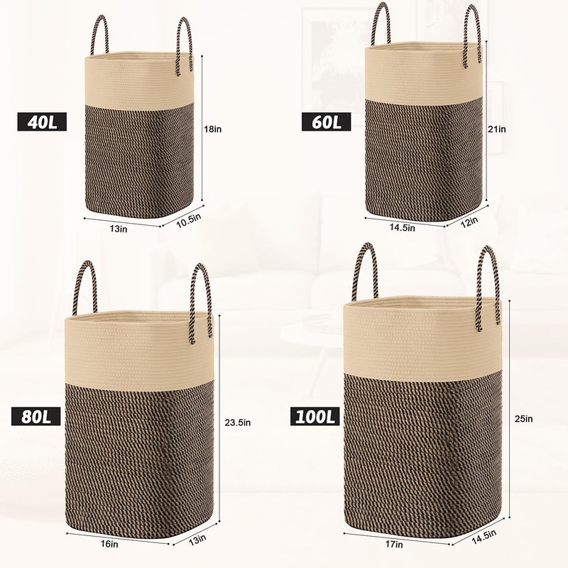 Artfeel Laundry Basket Woven Cotton Rope Laundry Hamper 60L Versatile Storage for Dirty Clothes Baby Toys and Blankets in Bathroom  Nursery and Living Room - Image 2
