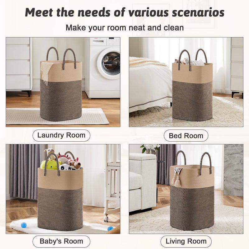 Artfeel Laundry Basket Woven Cotton Rope Laundry Hamper 60L Versatile Storage for Dirty Clothes Baby Toys and Blankets in Bathroom  Nursery and Living Room - Image 4