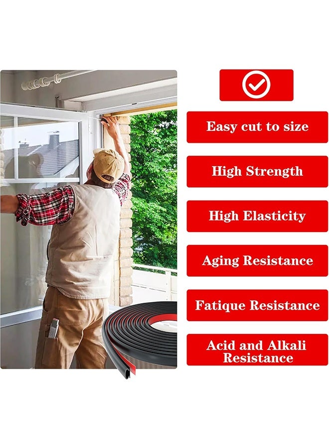26Feet Weather Stripping Door Seal Strip, Self-Adhesive D-Shape Door Weather Stripping for Door Frame, Soundproof Weatherstripping Soundproofing for Door Windows Insulation (Black) - Image 5