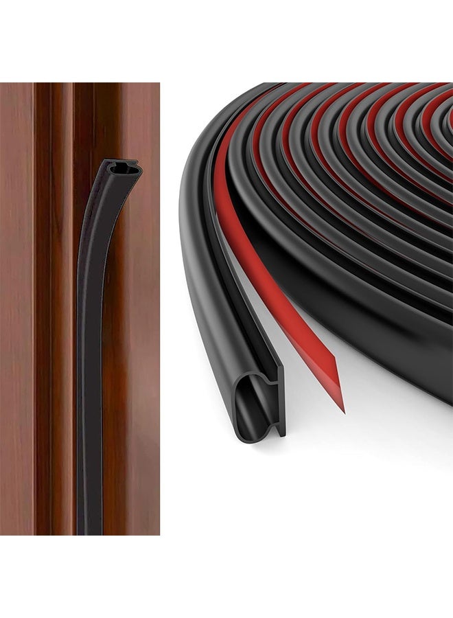 26Feet Weather Stripping Door Seal Strip, Self-Adhesive D-Shape Door Weather Stripping for Door Frame, Soundproof Weatherstripping Soundproofing for Door Windows Insulation (Black) - Image 1