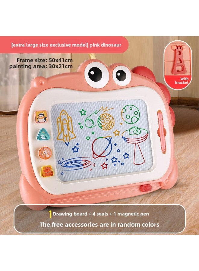Children's Large Magnetic Drawing Board Writing Board Early Education Graffiti Painting Erasable Kindergarten Baby Desktop Toys With Bracket-Color:Oversized Pink Dinosaur 【1 Pen, 4 Seals + Lanyard】】 - Image 1