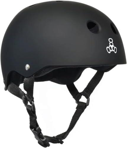 Triple Eight Sweat Saver Liner Skateboarding Helmet with HookandLoop Tape and Easily Removable for Cleaning Best Bike Helmets for Adults Small Black Matte wWhite - Image 1