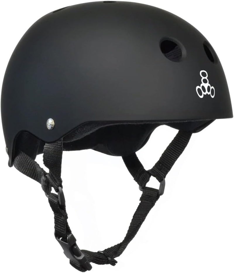 Triple Eight Sweat Saver Liner Skateboarding Helmet with HookandLoop Tape and Easily Removable for Cleaning Best Bike Helmets for Adults Small Black Matte wWhite - Image 2