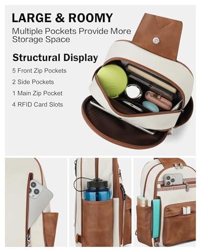 FADEON Large Sling Bag for Women, Leather Crossbody Purse Designer Anti Theft Sling Backpack, RFID Fanny Packs for Travel - Image 5