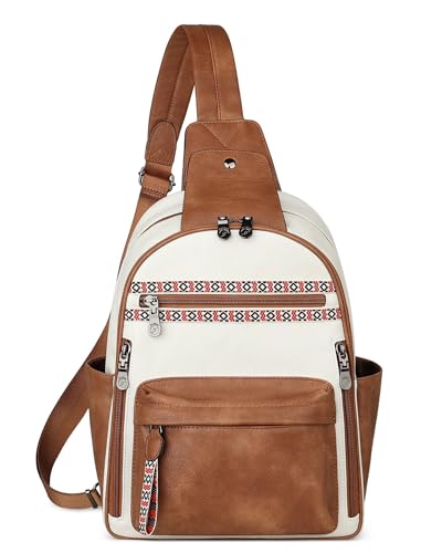 FADEON Large Sling Bag for Women, Leather Crossbody Purse Designer Anti Theft Sling Backpack, RFID Fanny Packs for Travel - Image 1