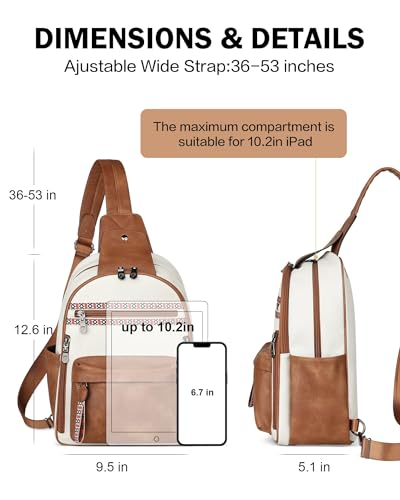 FADEON Large Sling Bag for Women, Leather Crossbody Purse Designer Anti Theft Sling Backpack, RFID Fanny Packs for Travel - Image 4