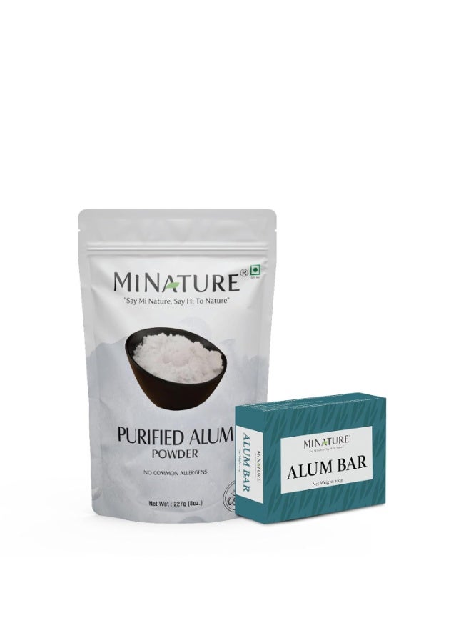 minature Combo of Alum Powder (227g) & Alum Bar (Phitkari) (100g) | Alum Stone (Fitkari) | Only Alum | Nothing Added| Pure & Natural| Cruelty free - Image 1