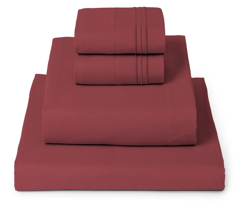 Mellanni King Sheets Set 4 PC Iconic Collection Bedding Hotel Luxury Extra Soft Cooling Bed Sheets Wrinkle Fade Stain Resistant King Brick Red