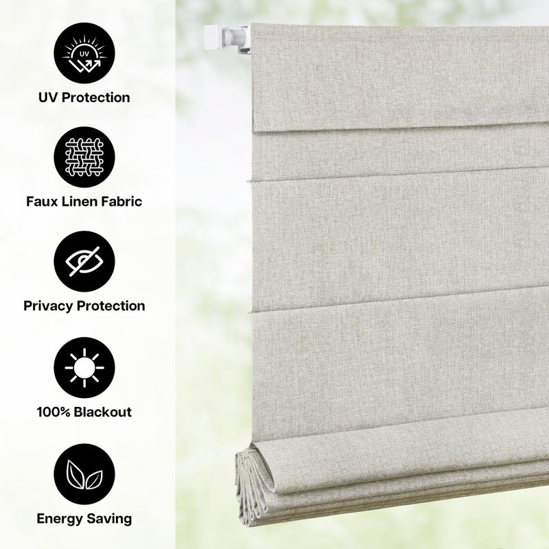 LazBlinds No Drill Roman Shades for Windows, Cordless Blackout Window Shades with UV Protection, Polyester Fabric for Bedroom & Living Room, 22" W x 64" H, Beige - Image 4