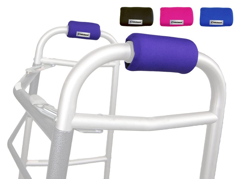 Crutcheze Walker Padded Hand Grip Covers Made in USA Moisture Wicking Comfort Fashion Washable Standard Walker Handle Cushion Mobility Aid Accessories Purple