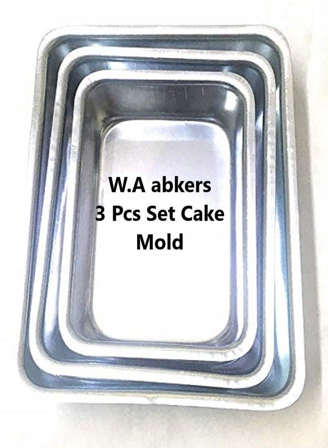 W.A Bakers Rectangle Cake Mold Pans 3-Piece Set Aluminum Heavy Duty Wedding/Birthday/Party Cake TINS Microwave Oven Easy to Make Kitchen Bakeware Mold | 6,7 & 8 Inch Size - Image 5