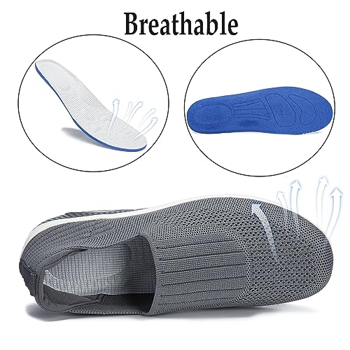 Touchmosees Women's Nursing Shoes Air Cushion Orthopedic Diabetic Wedge Sneaker Toning Rocker Platform Walking Shoes 2266 Dark Grey 38 - Image 4