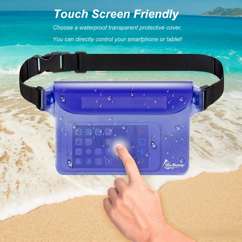 iKuShang Waterproof Fanny Pack with Triple Zip Lock, Submersible Up to 32FT Dry Bag Pouch, Touchscreen Phone Case for Beach, Cruise, Swimming & Kayaking Essentials - Image 3