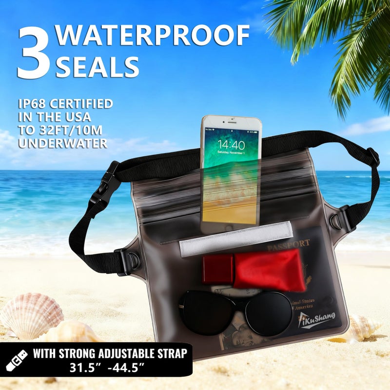 iKuShang Waterproof Fanny Pack with Triple Zip Lock, Submersible Up to 32FT Dry Bag Pouch, Touchscreen Phone Case for Beach, Cruise, Swimming & Kayaking Essentials - Image 4