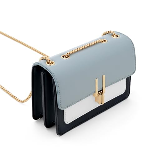 TOP BAND Crossbody Bags for Women Cute Faux Leather Trendy Cross Body Bag Purses for Women Small Multi Color Designer Handbags Womens Purse Satchel Chain Strap Ladies Shoulder Bag Blue White - Image 3