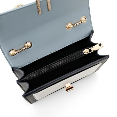 TOP BAND Crossbody Bags for Women Cute Faux Leather Trendy Cross Body Bag Purses for Women Small Multi Color Designer Handbags Womens Purse Satchel Chain Strap Ladies Shoulder Bag Blue White - Image 5