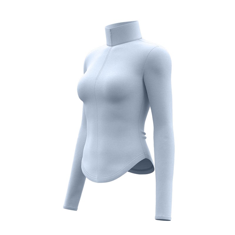 قميص يوجا نسائي بأكمام طويلة نصف سحاب سريع الجفاف - Image 1
