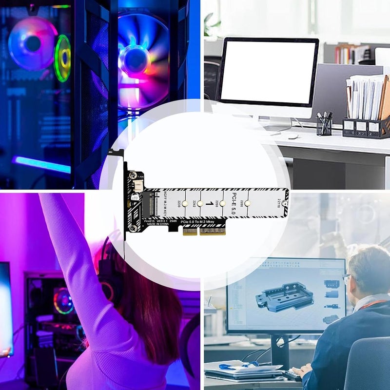بطاقة توسيع القرص الصلب، محول PCIe 5.0، محول سرعة عالي M.2 مع مشتت حراري، بطاقة نقل بيانات للاستخدام السهل، إكسسوارات كمبيوتر، مجموعة ترقية التخزين الصغيرة، لأجهزة الكمبيوتر المكتبية الخاصة بالألعاب - Image 4