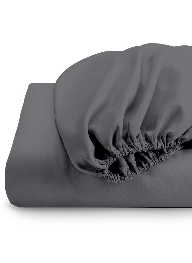 Rest Fitted Bedsheet 90X190+20Cm Breathable Plush Silver Fabric With Deep Pockets Machine Washable For Optimal Protection  - Image 3