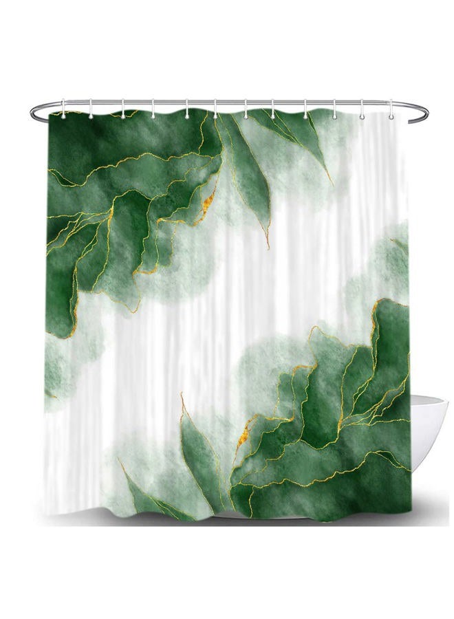 MERCHR Green and Gold Marble Shower Curtain, Dark Emerald Sage Hunter Olive Green Fabric Shower Curtains Set for Bathroom, Modern Golden White Restroom Decor Accessories with Hooks 72X 72 Inch - Image 3