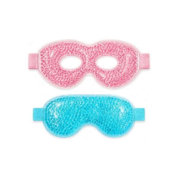 2Pack Cooling Eye Mask for Puffy Eyes, Gel Eye Mask for Cold Ice Packs After Surgery, Reusable Frozen Eye Mask for Dark Circles Migraines Relief and Allergies, Warm Compress Eye pads for Dry eyes