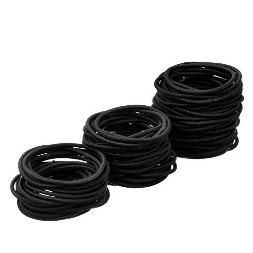 eBoot 100 Pieces Hair Elastics Hair Ties Ponytail Holders for Thick and Curly Hair Bands Bulk for Women or Men (3 mm, Black) - Image 2