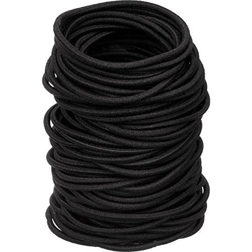 eBoot 100 Pieces Hair Elastics Hair Ties Ponytail Holders for Thick and Curly Hair Bands Bulk for Women or Men (3 mm, Black) - Image 1
