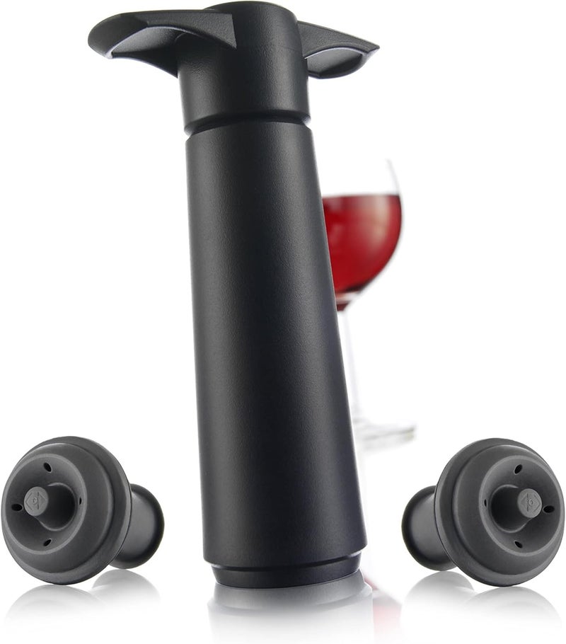 Luckam Wine Saver Pump with 2 x Vacuum Bottle Stoppers - Black (Black Pump + 4 Stoppers) - Image 2