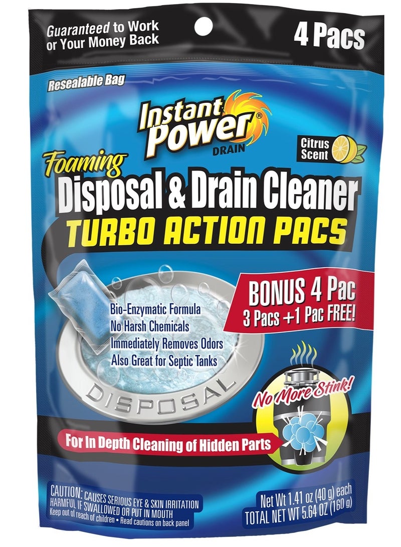 Instant Power Foaming Disposal & Drain Cleaner 4 Pacs 160 G - Image 1