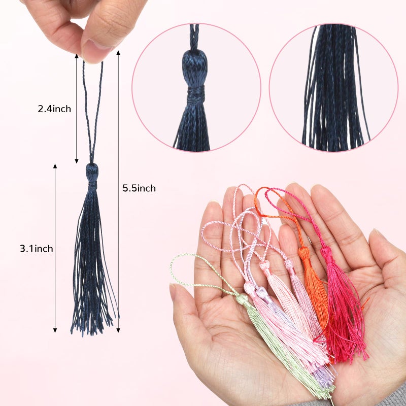 fuceury 225 Pieces Bookmark Tassels, 45 Colors Bulk Tassels for Crafts, Jewelry Making - Image 2