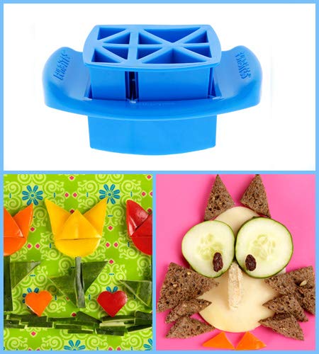 FunBites Food Cutter, Sandwich Cutter for Kids, Bento Lunch Box Accessory, Cuts Food into Bite-Size Shapes – Green Squares/Red Hearts/Blue Triangles - Image 5
