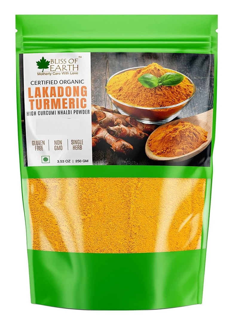 BLISS OF EARTH Certified Organic Lakadong Turmeric Powder 250gm  - Image 1