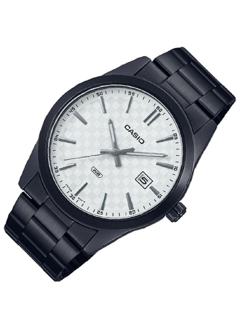 CASIO Casio Men Watch Analog Date Display White Dial Stainless Steel Band Black Ion Plated Case and Band MTP-VD03B-7AUD  - Image 2