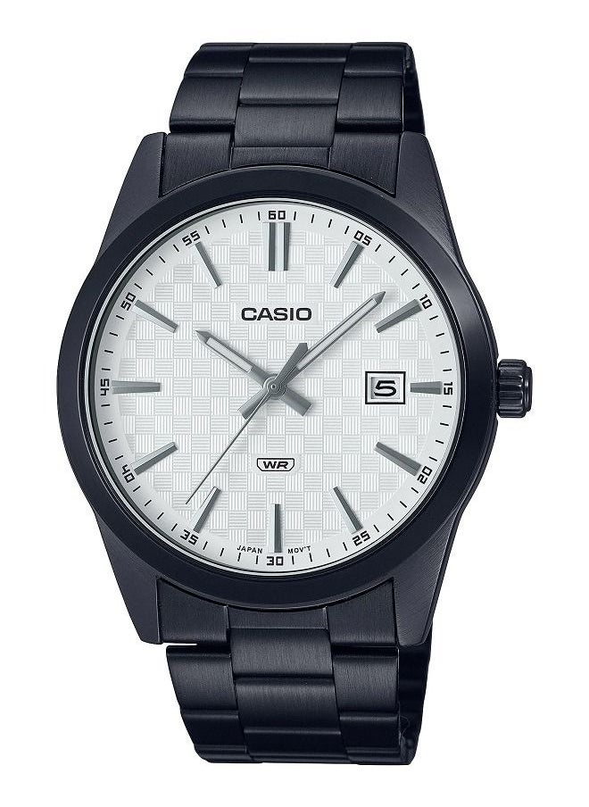 CASIO Casio Men Watch Analog Date Display White Dial Stainless Steel Band Black Ion Plated Case and Band MTP-VD03B-7AUD  - Image 1