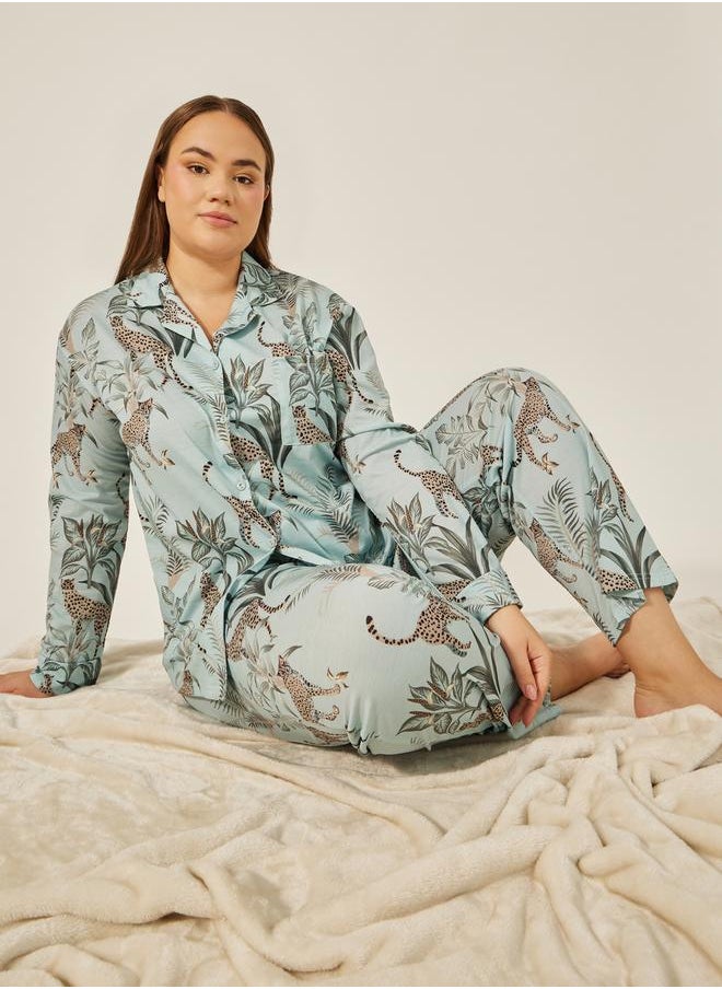 Styli GIRAFFE WILDLIFE BUTTON THROUGH SHIRT and PJ SET - LUXE TROPICAL  - Image 1