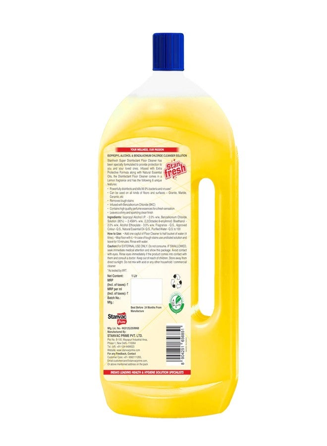 Stanfresh Super Disinfectant Floor Cleaner - Lemon 1ltr (Pack of 2) - Image 2