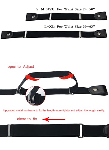 maikun 2 Pack Buckle Free Belt, Black stretch Buckleless Belt, No Buckle Design, Waist Size 24-50'' - Image 4