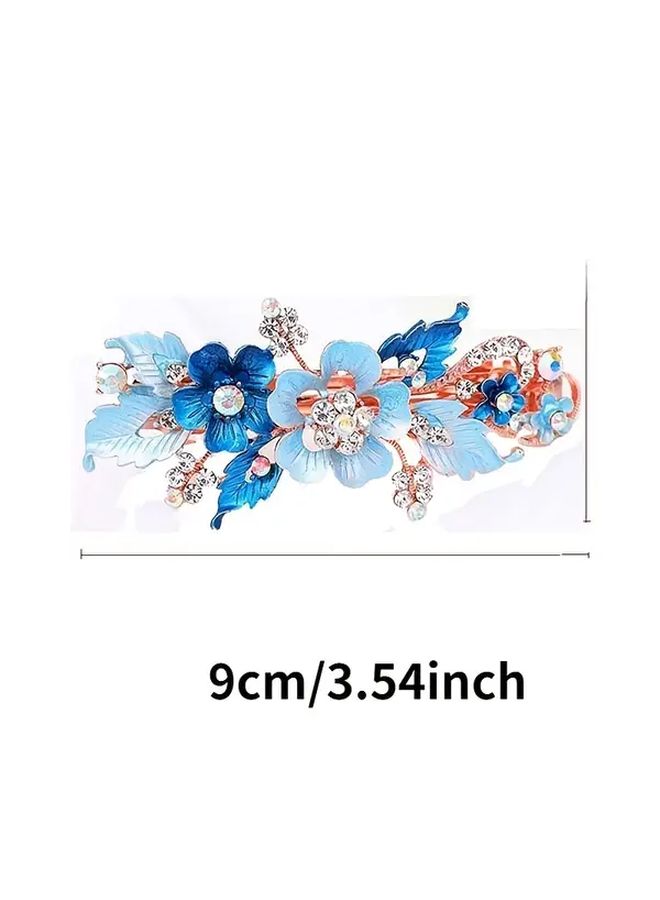 Blue Green Rhinestone Flower Butterfly Hair Clips Barrette For Women Elegant Hairpins - Image 4
